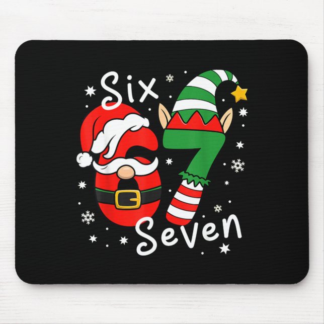 Six Seven 67 Meme 6 7 Elf Santa Christmas Pajamas  Mousepad (Vorne)