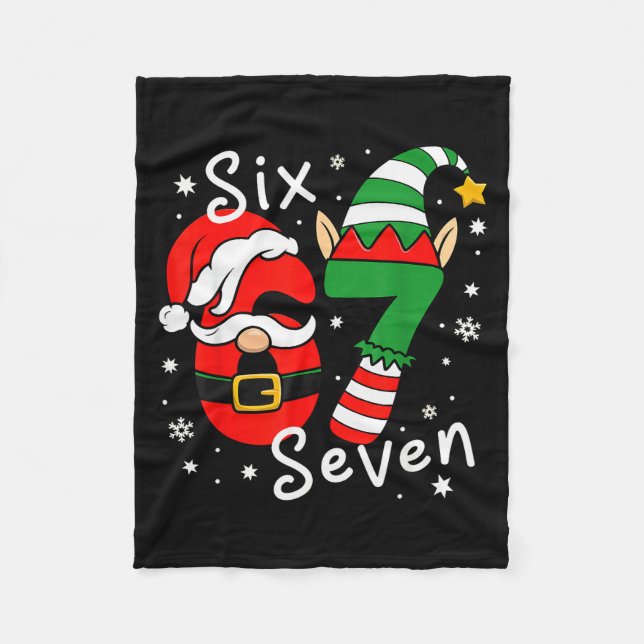Six Seven 67 Meme 6 7 Elf Santa Weihnachts-Pyjama  Fleecedecke (Vorderseite)