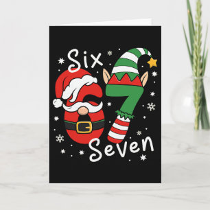 Six Seven 67 Meme 6 7 Elf Santa Weihnachts-Pyjama Karte