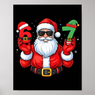 Six Seven 67 Meme 6 7 Elf Santa Weihnachts-Pyjama  Poster