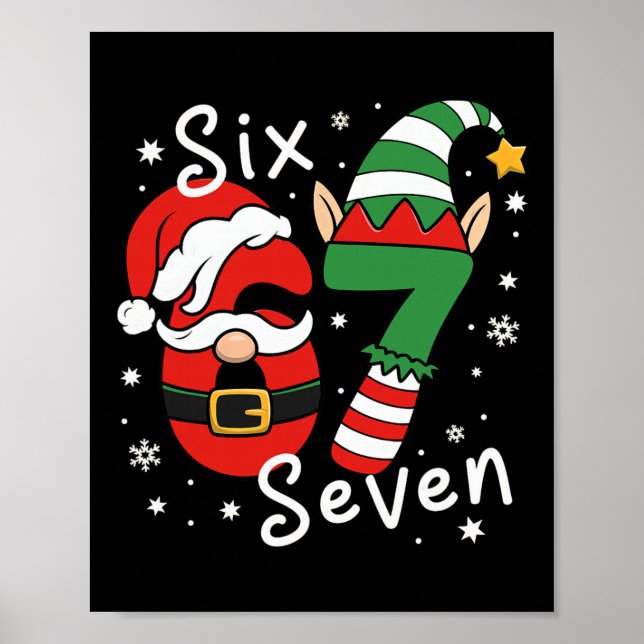 Six Seven 67 Meme 6 7 Elf Santa Weihnachts-Pyjama  Poster (Vorne)
