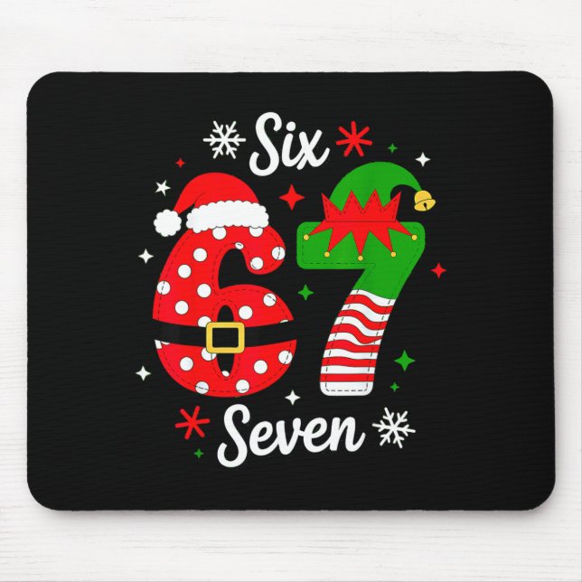 Six Seven 67 Meme 6 7 Santa Christmas Pajamas Kids Mousepad (Vorne)