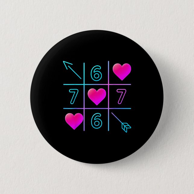 Six Seven 67 Meme 6 7 Valentines Day Heart Men Wom Button (Vorderseite)