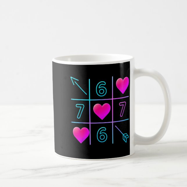 Six Seven 67 Meme 6 7 Valentines Day Heart Men Wom Kaffeetasse (Rechts)