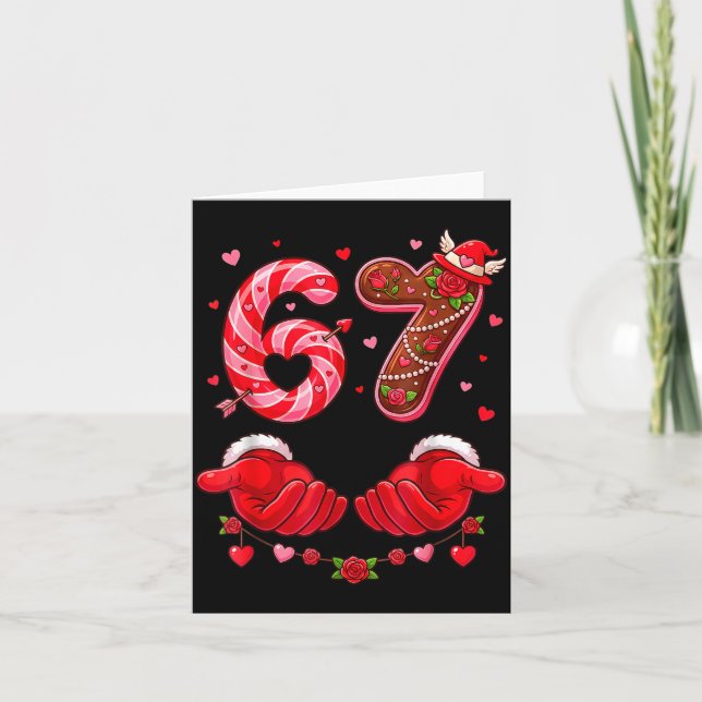 Six Seven 67 Meme 6 7 Valentines Day Heart Men Wom Karte (Vorderseite)