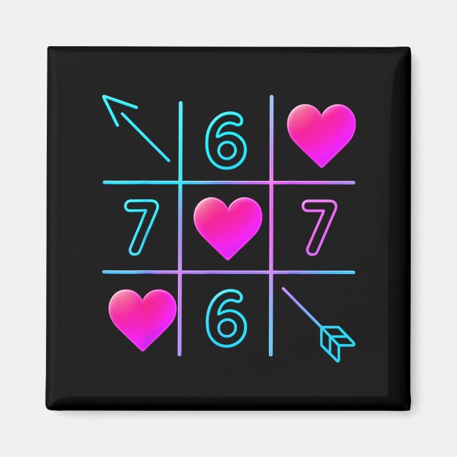 Six Seven 67 Meme 6 7 Valentines Day Heart Men Wom Magnet (Vorne)