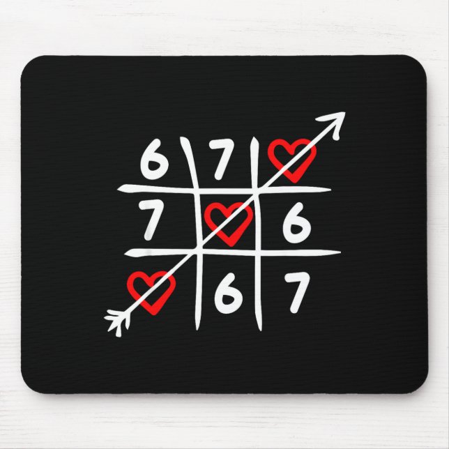 Six Seven 67 Meme 6 7 Valentines Day Heart Men Wom Mousepad (Vorne)