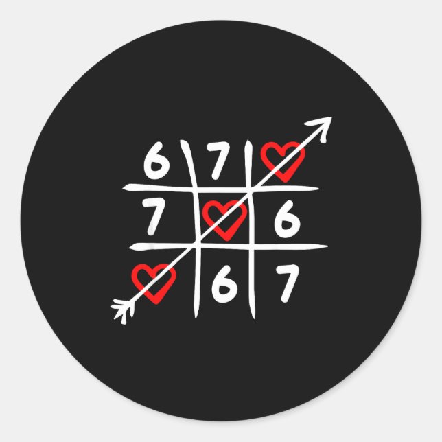 Six Seven 67 Meme 6 7 Valentines Day Heart Men Wom Runder Aufkleber (Vorderseite)