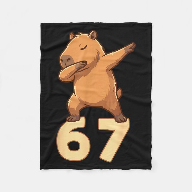 Six Seven 67 Meme Capybara Funny 67 Capybara For K Fleecedecke (Vorderseite)