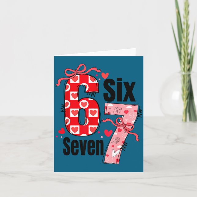 Six Seven 67 Meme Coquette Bow 6 7 Valentines Day  Karte (Vorderseite)
