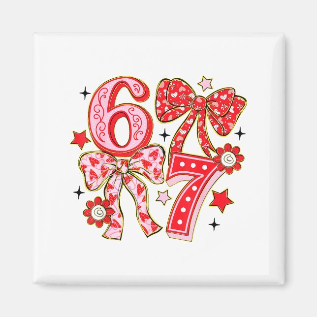Six Seven 67 Meme Coquette Bow 6 7 Valentines Day  Magnet (Vorne)