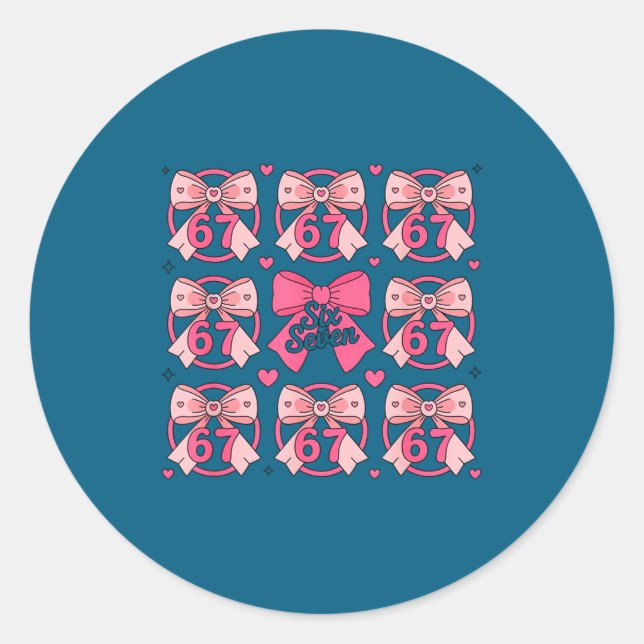 Six Seven 67 Meme Coquette Bow 6 7 Valentines Day  Runder Aufkleber (Vorderseite)