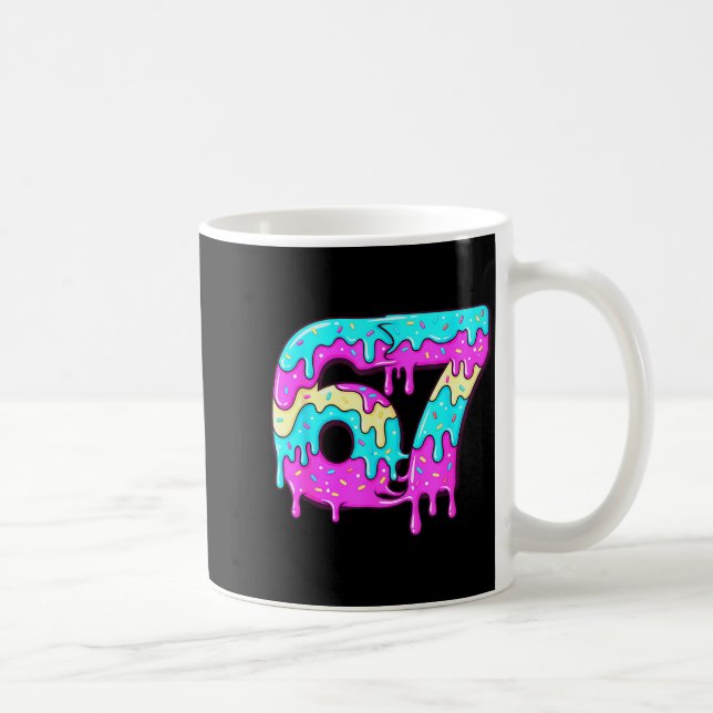 Six Seven 67 Meme Drippy Number 67 Ice Cream  Kaffeetasse (Rechts)