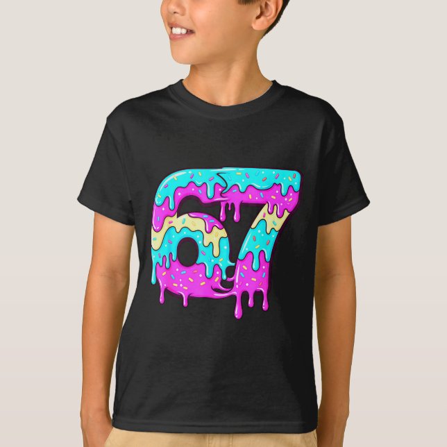Six Seven 67 Meme Drippy Number 67 Ice Cream  T-Shirt (Vorderseite)