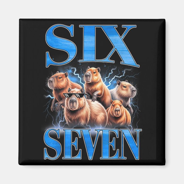 Six Seven 67 Meme Funny Capybara Bootleg Graphic  Magnet (Vorne)