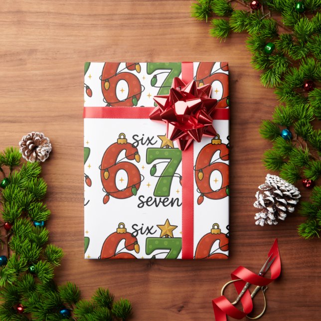Six Seven 67 Meme Funny Xmas Christmas Geschenkpapier (Feiertagsgeschenk)