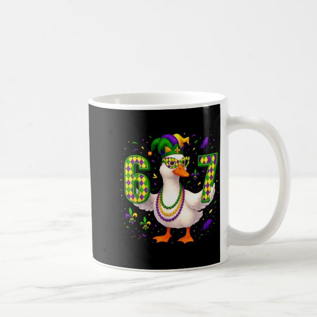 Six Seven 67 Meme Goose With Jester Hat &amp; Bead Kaffeetasse (Rechts)