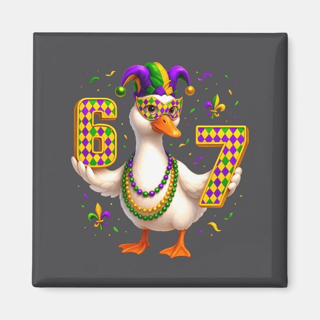 Six Seven 67 Meme Goose With Jester Hat &amp; Bead Magnet (Vorne)