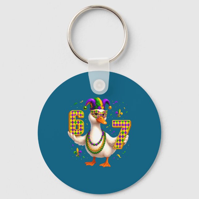 Six Seven 67 Meme Goose With Jester Hat &amp; Bead Schlüsselanhänger (Vorderseite)