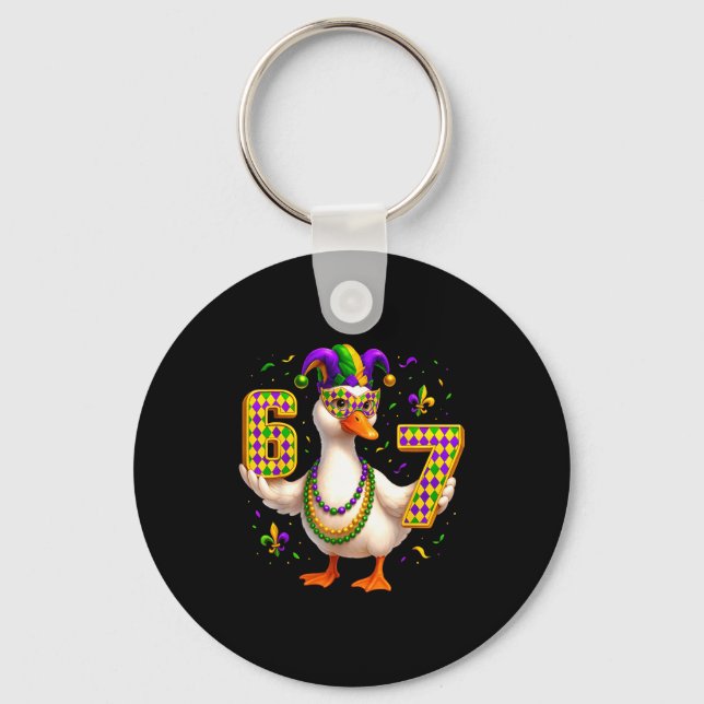Six Seven 67 Meme Goose With Jester Hat &amp; Bead Schlüsselanhänger (Vorderseite)