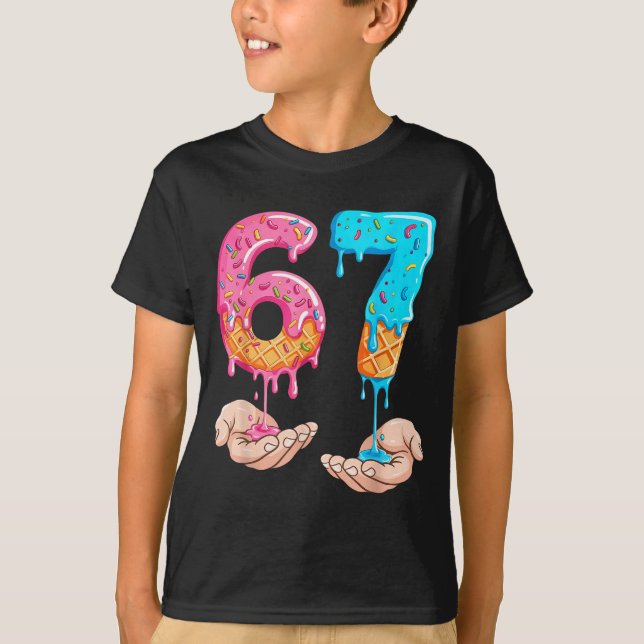 Six Seven 67 Meme Ice Cream Drip Funny  T-Shirt (Vorderseite)