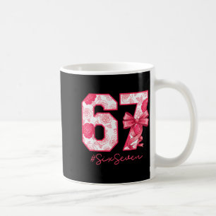 Six Seven 67 Meme Kokette Mädchen Schleife Lustig Kaffeetasse