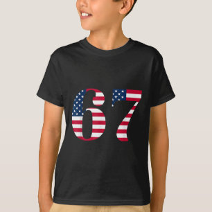Six Seven 67 Meme Lustig Uns Amerikanische Flagge  T-Shirt