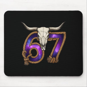 Six Seven 67 Meme Lustiger Western Cowboy Stiersch Mousepad