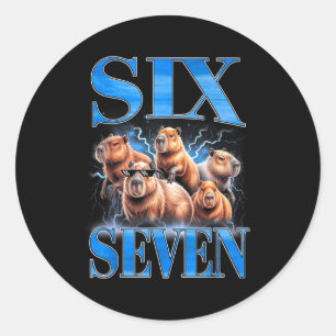 Six Seven 67 Meme Lustiges Capybara-Bootleg-Grafik Runder Aufkleber