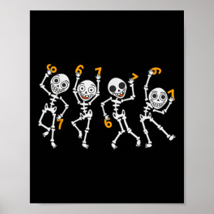 Six Seven 67 Meme Lustiges Halloween Tanzendes Ske Poster