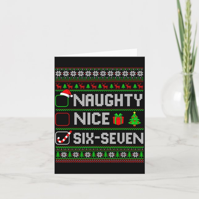 Six Seven 67 Meme Nice Naughty Christmas Pajamas M Karte (Vorderseite)
