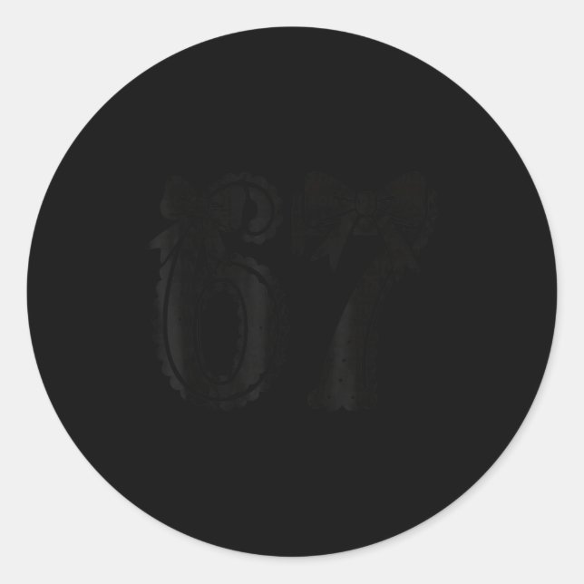 Six Seven 67 Meme Number 67 Coquette Bow Womens Gi Runder Aufkleber (Vorderseite)