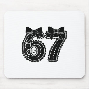 Six Seven 67 Meme Nummer 67 Coquette Schleife Frau Mousepad