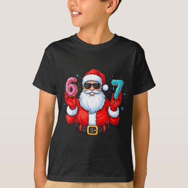 Six Seven 67 Meme Santa 67 Ice Cream Drip Christma T-Shirt (Vorderseite)