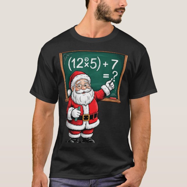 Six Seven 67 Meme Santa Math Teacher Christmas Men T-Shirt (Vorderseite)