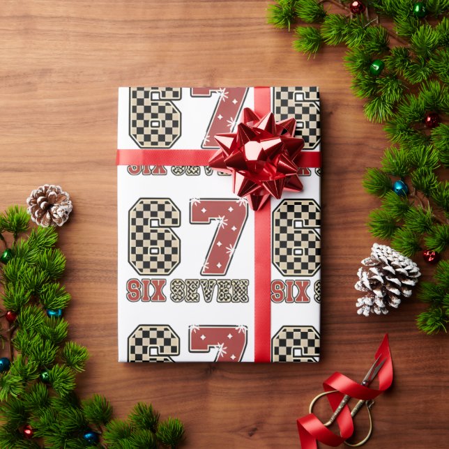 Six Seven 67 Meme Xmas Christmas Wrapping Paper Geschenkpapier (Feiertagsgeschenk)