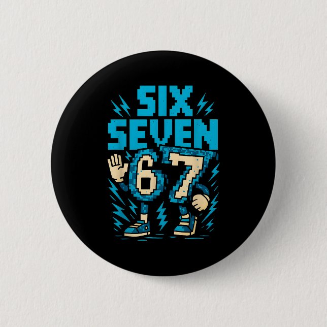 Six Seven 67 Xel Gamer Apparel Retro Block Style A Button (Vorderseite)