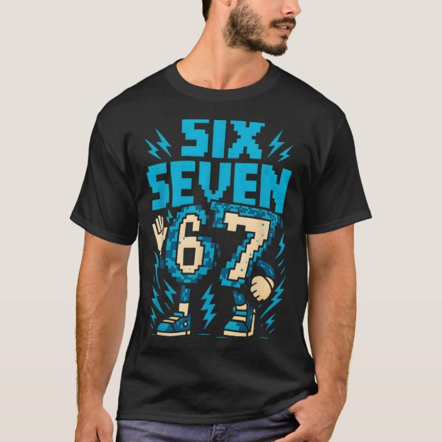 Six Seven 67 Xel Gamer Apparel Retro Block Style A T-Shirt (Vorderseite)
