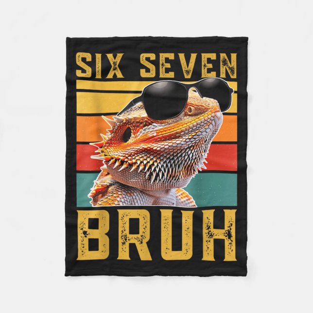 Six Seven 6 7 67 Meme Funny Bearded Dragon Design  Fleecedecke (Vorderseite)