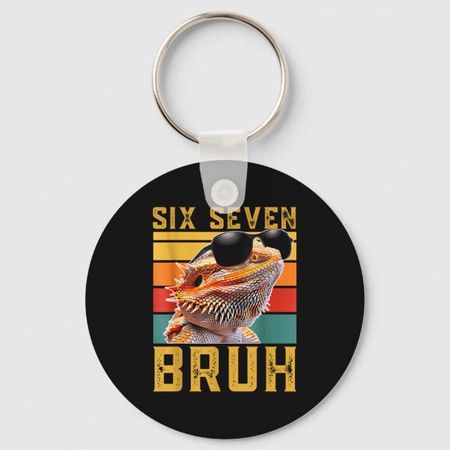 Six Seven 6 7 67 Meme Funny Bearded Dragon Design  Schlüsselanhänger (Vorderseite)