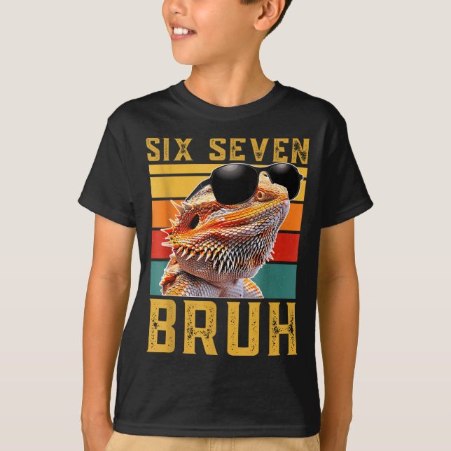 Six Seven 6 7 67 Meme Funny Bearded Dragon Design  T-Shirt (Vorderseite)