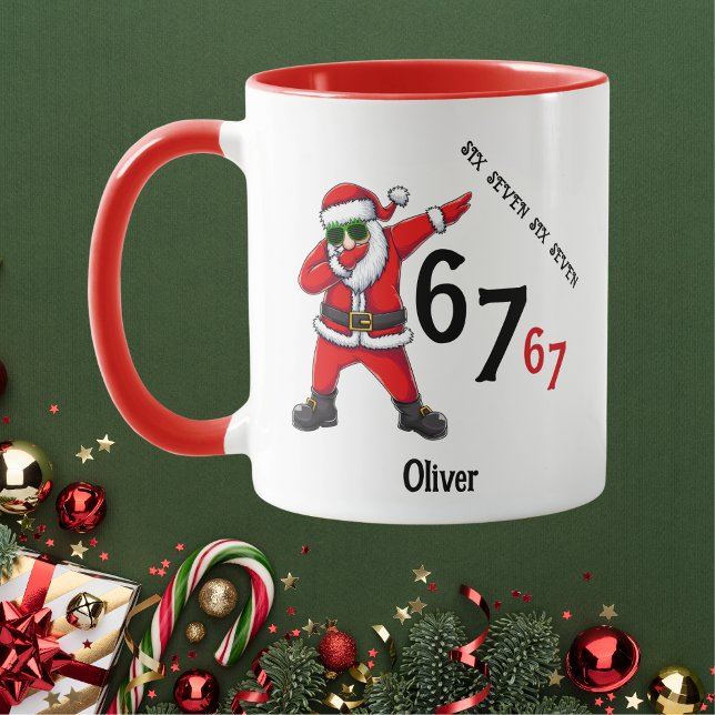 Six Seven 6 7 67 Meme Santa Dubbing Personalized Tasse (Von Creator hochgeladen)