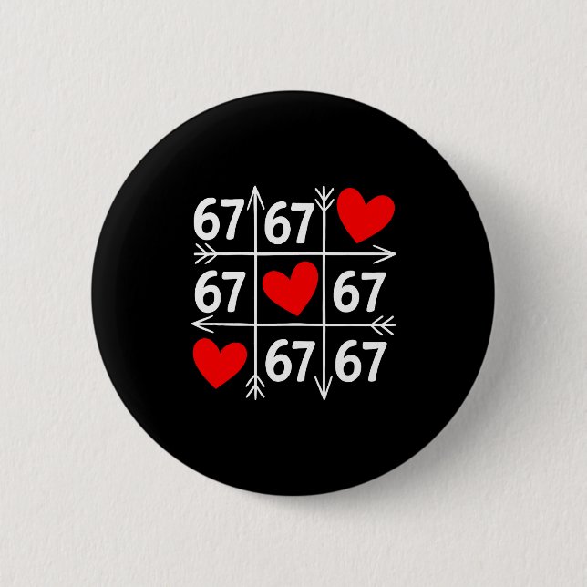 Six Seven 6 7 Funny 67 Valentines Day Heart Men Wo Button (Vorderseite)