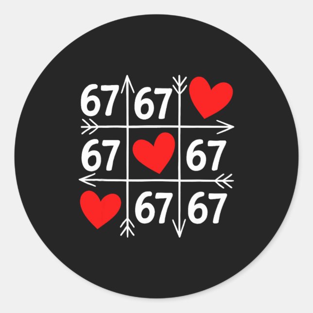 Six Seven 6 7 Funny 67 Valentines Day Heart Men Wo Runder Aufkleber (Vorderseite)