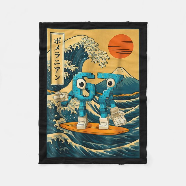 Six Seven 6-7 Japanese Great Wave Off Kanagawa 67  Fleecedecke (Vorderseite)