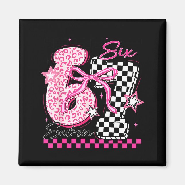 Six Seven 6 7 Leopard Checkered 67 Meme Teacher Wo Magnet (Vorne)