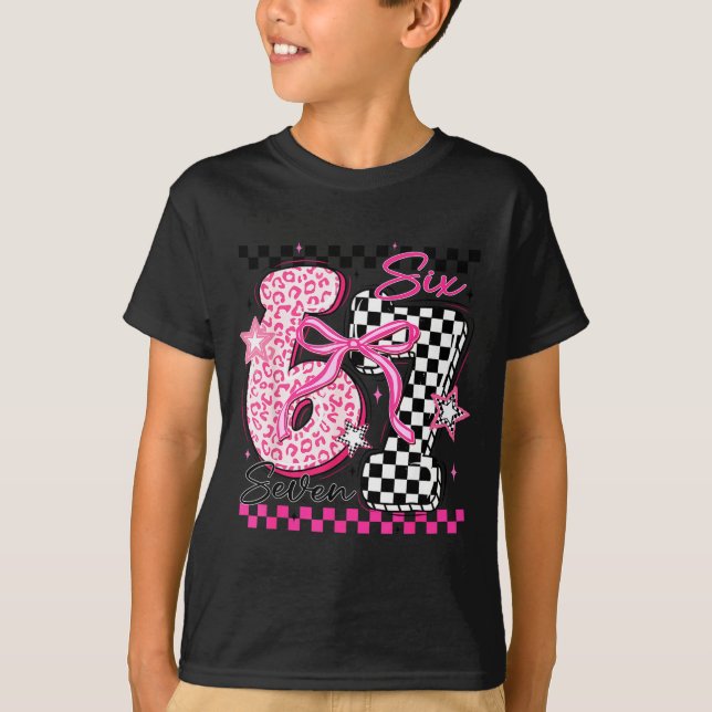 Six Seven 6 7 Leopard Checkered 67 Meme Teacher Wo T-Shirt (Vorderseite)