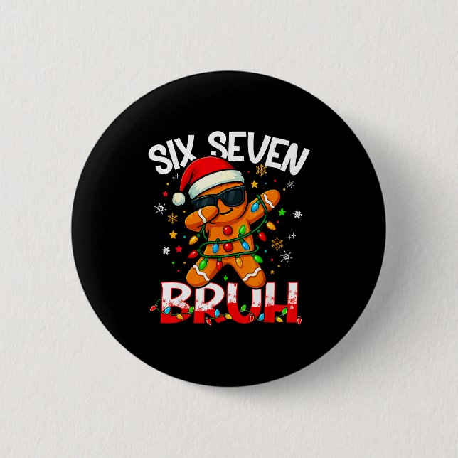 Six Seven 6 7 Meme Dabbing Gingerbread Man Christm Button (Vorderseite)