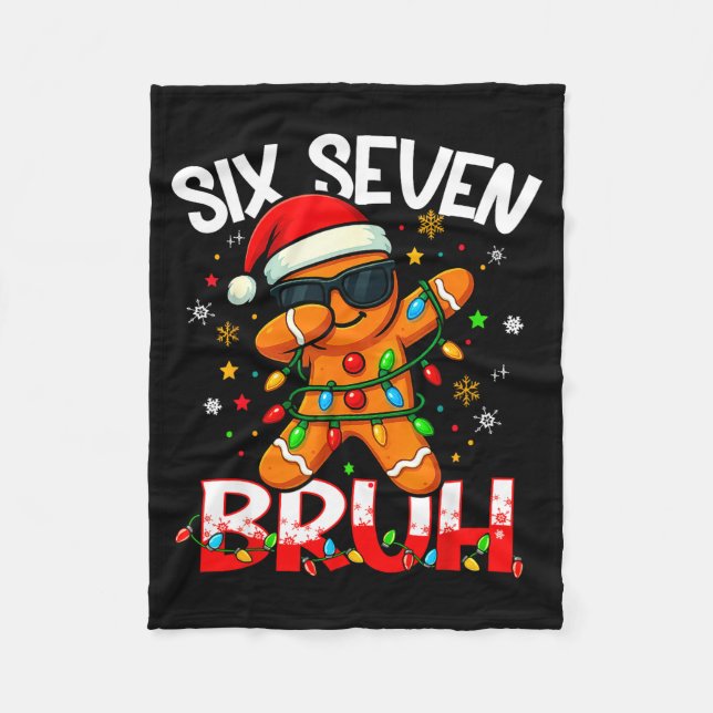 Six Seven 6 7 Meme Dabbing Gingerbread Man Christm Fleecedecke (Vorderseite)