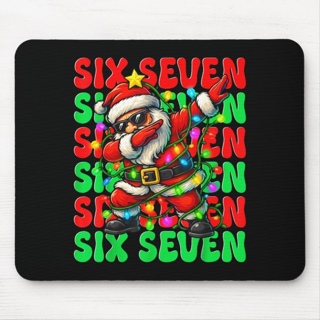 Six Seven 6 7 Meme Dabbing Santa Christmas 67 Paja Mousepad (Vorne)